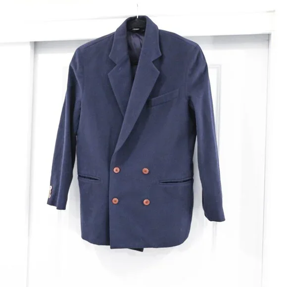 J. Crew Size 4 Double Breasted Navy Wool Cashmere Blazer - Picture 2 of 5